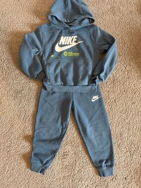 Nike Kids Slate Blue Hoodie & Joggers Set with White Swoosh